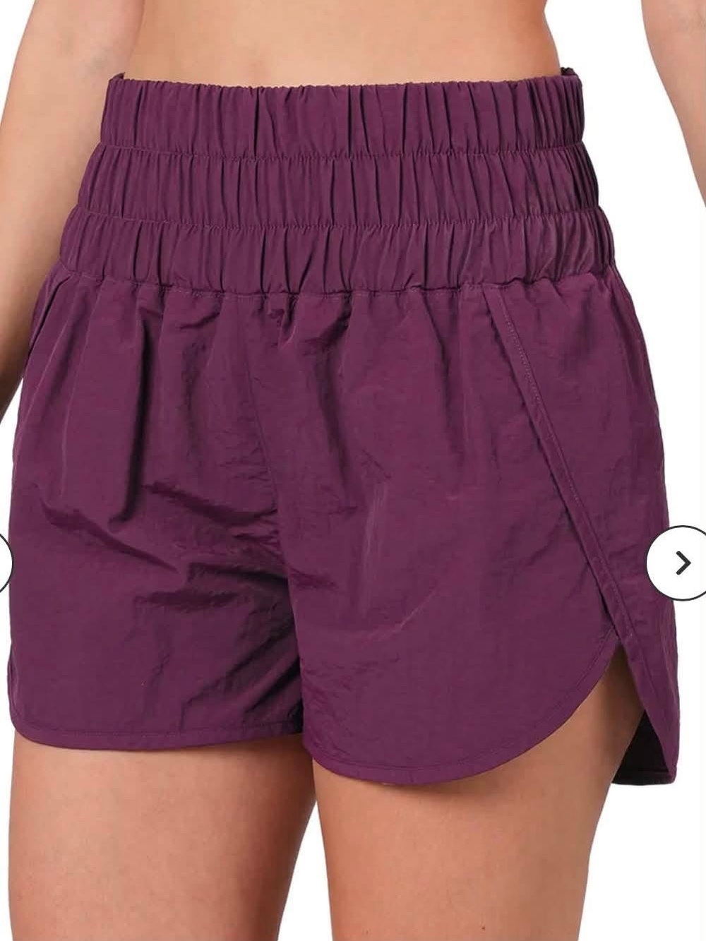 Zenana Outfitters Plum High-Waist Athletic Shorts • size large